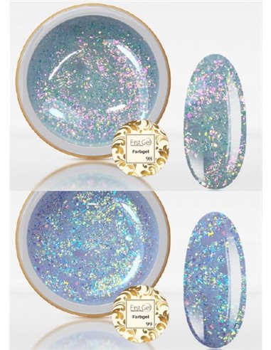 Gradilni ali barvni geli z efekti  (koščki folij) FIRST GEL