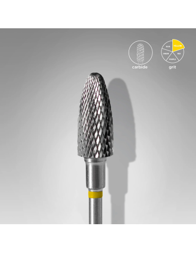 Karbidni brusni nastavek storž z rumeno oznako, premer 6 mm, dolžina 14 mm znamke Staleks