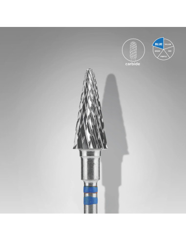 Karbidni brusni nastavek koničast stožec za levičarje z modro oznako, premer 6 mm, dolžina 14 mm Staleks FT73B060/14