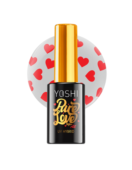 Yoshi Pure Love Top Red 10 ml – prozoren top z rdečimi srčki brez disperzije