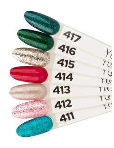 416 Vixen - Yoshi pigmentiran in pokriven zelen barvni trajni lak z bleščicami brez TPO in HEMA kolekcije Ho Ho Ho 2